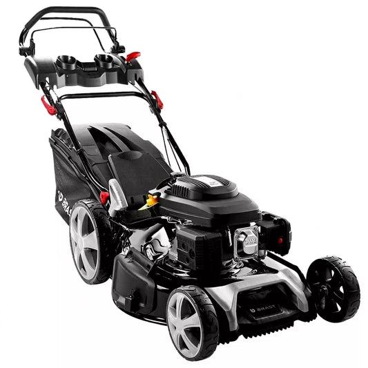 Benzinrasenmäher mit Antrieb 5,2kW (7PS) inkl. Motoröl, TÜV 55 cm Schnittbreite, 60L Fangkorb, 4 Takt OHV Motor, Stahlgehäuse, ESTART