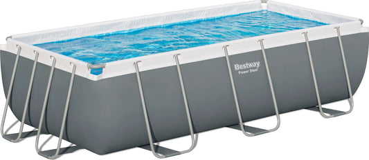 Bestway Power Steel Frame Pool Set mit Sandfilteranlage - 404 x 201 x 100 cm Grau