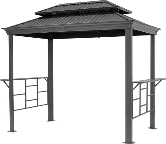 TOOLPORT Grillpavillon 2,8x1,8 m mit Stahldach Wasserdicht UV-beständig inkl. 2 praktischen Seitenablagen in anthrazit