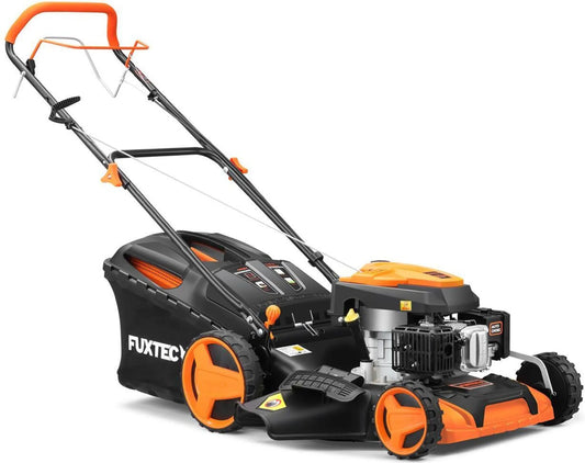 FUXTEC 4in1 Benzin Rasenmäher RM5196 - 196ccm - 51cm  Selbstantrieb - 6PS Heckauswurf - 60L  Seilzug-Start - 40Kg  Mulchfunktion  4-takt 800ml