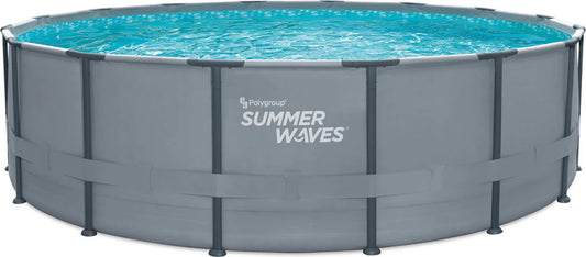 Summer Waves Elite Frame Pool Aufstellpool Rund Komplettset - Grau 488x122 Cm